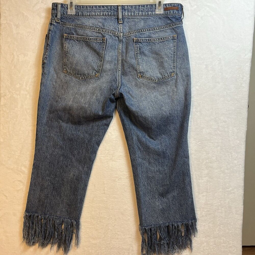 Anthropologie Pilcro & Letterpress Hyphen Fringe Hippie Crop Jeans Sz 31 Petite - Picture 6 of 12